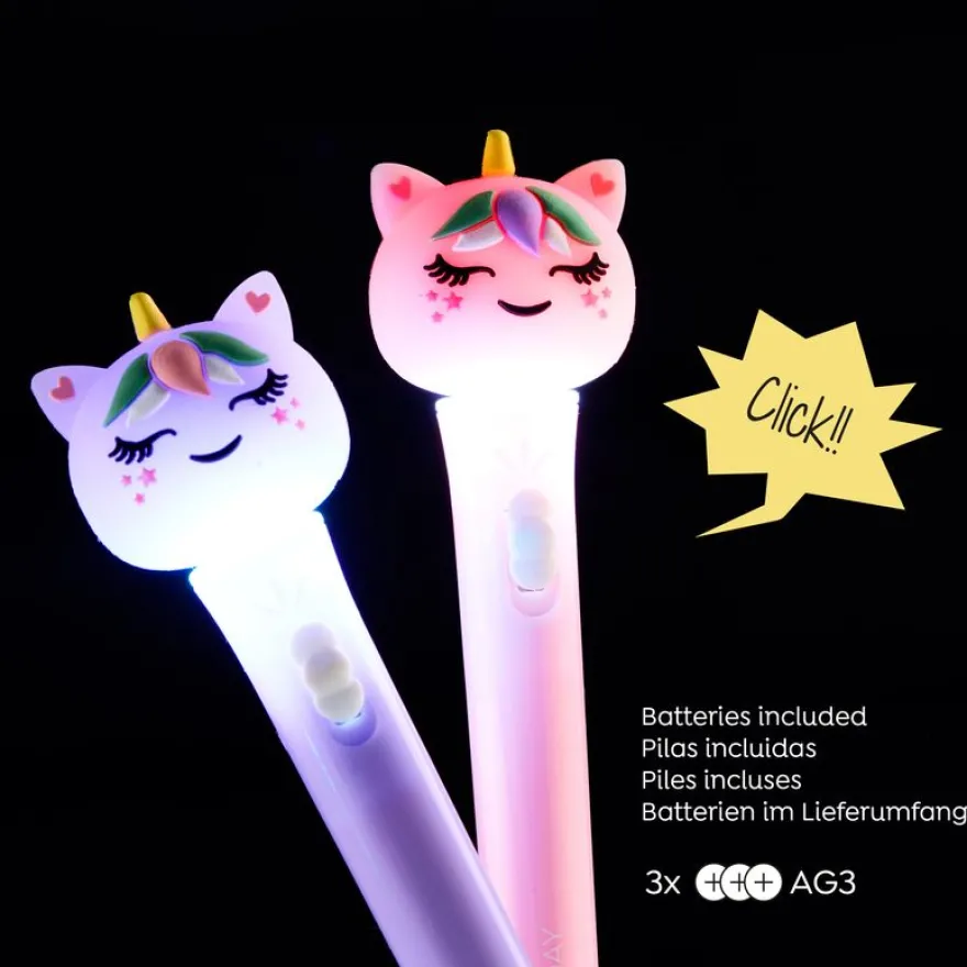 Stylo Licorne lumineux rose Back2Fun