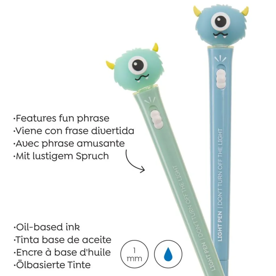 Stylo monstre lumineux bleu Back2Fun