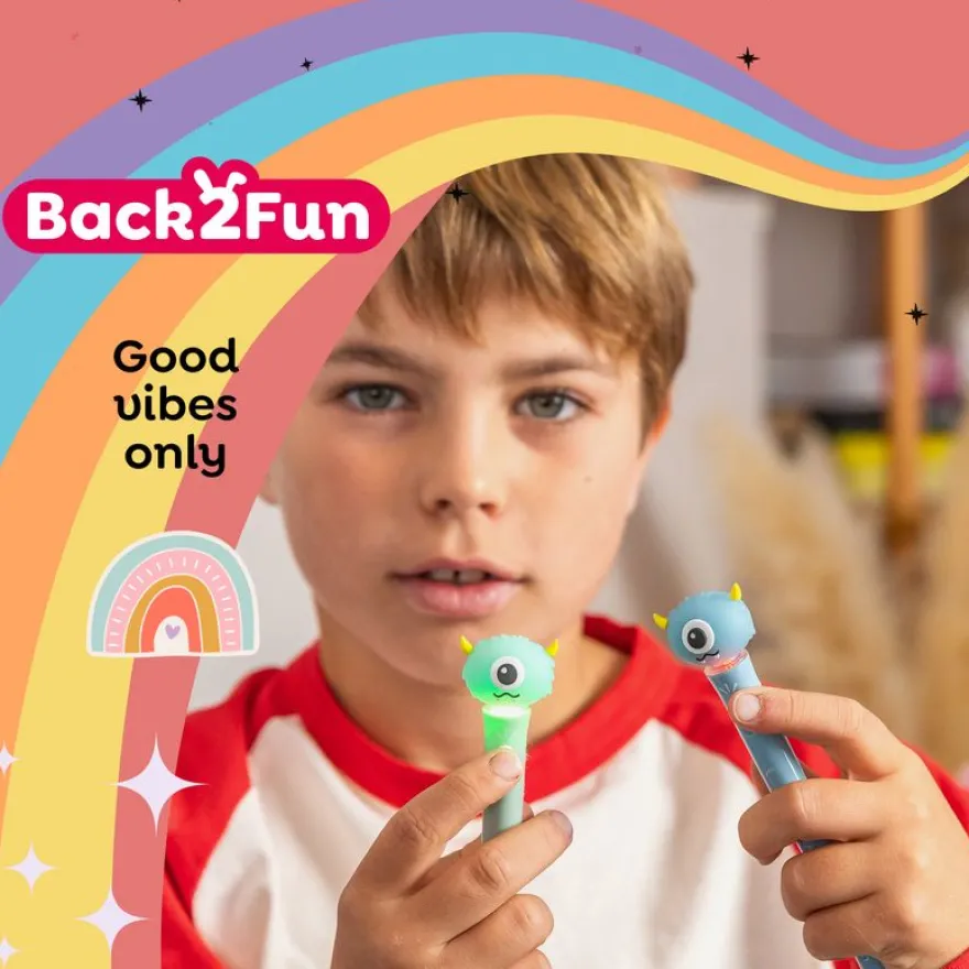 Stylo monstre lumineux bleu Back2Fun
