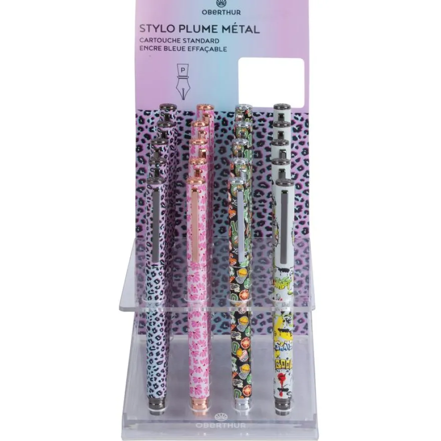 Stylo plume Tendance - 4 decors assortis - Oberthur