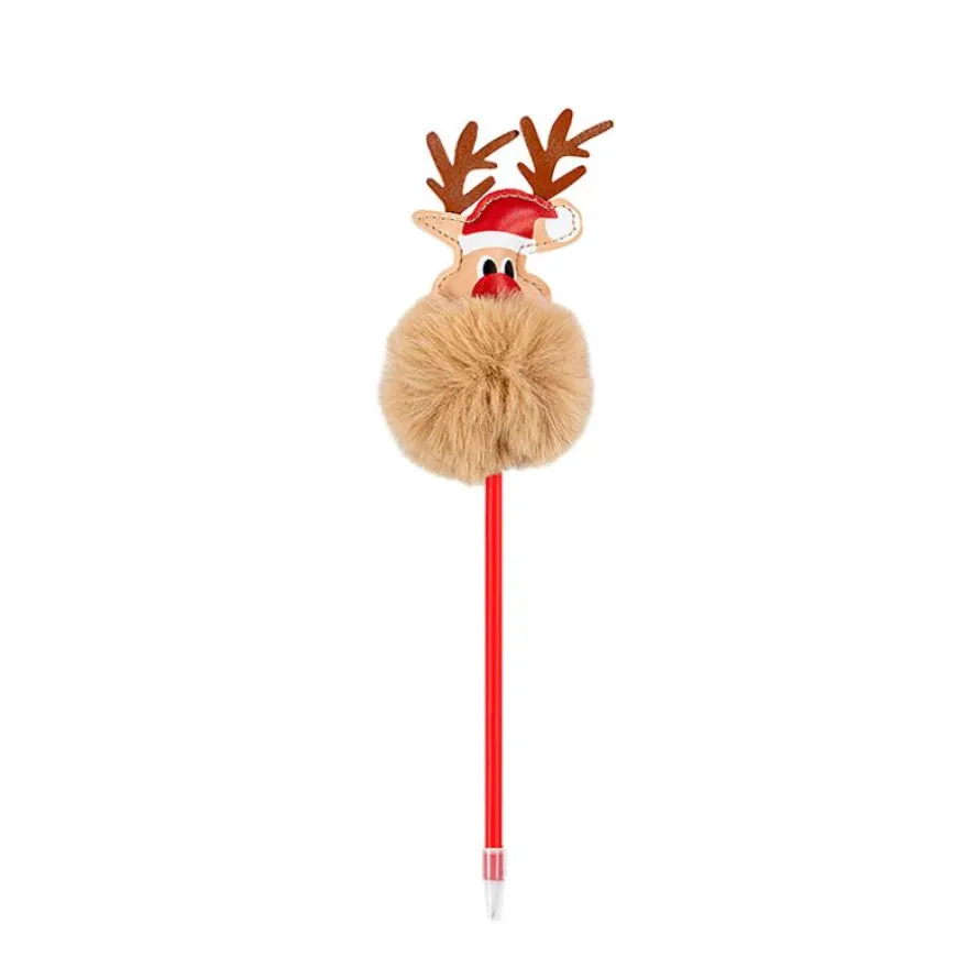 Stylo pompon Noël - Peluche et PU - couleurs assorties - Viquel