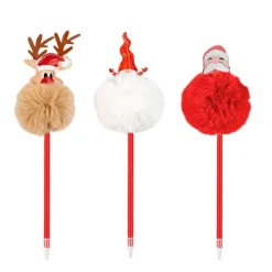 Stylo pompon Noël - Peluche et PU - couleurs assorties - Viquel