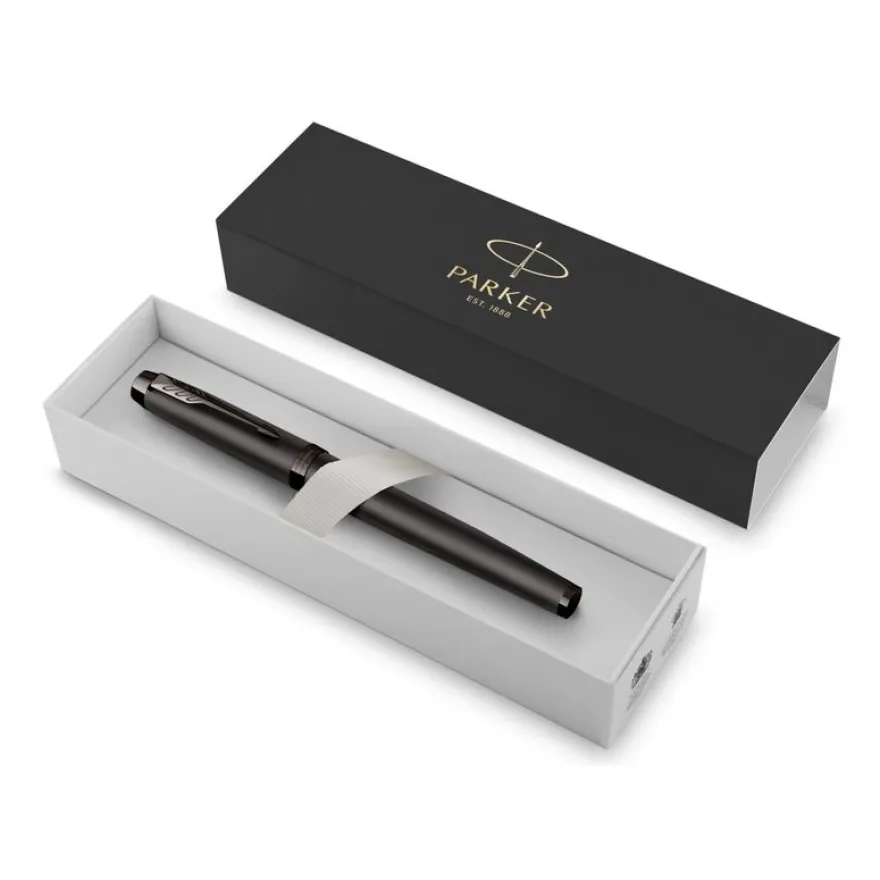 Styo plume monochrome Parker IM - Gris acier - plume fine - encre bleue
