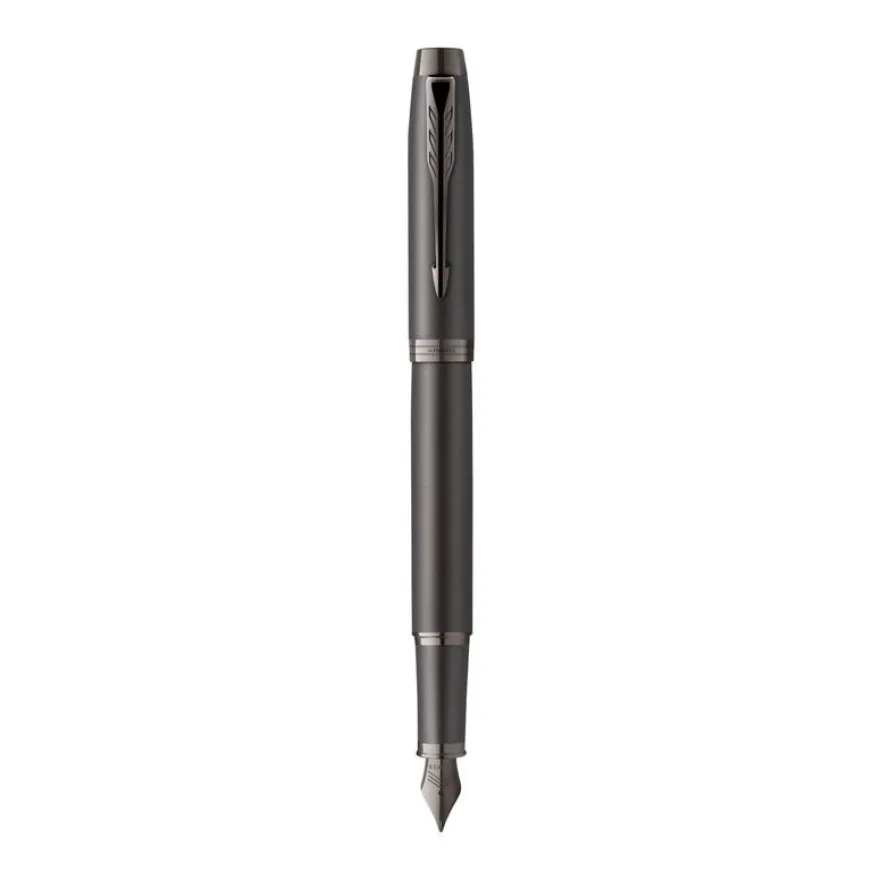 Styo plume monochrome Parker IM - Gris acier - plume fine - encre bleue
