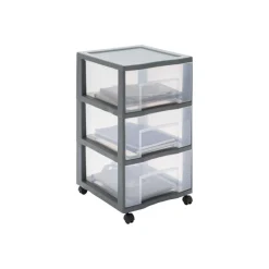 Sundis - Tour de rangement XL - 3 tiroirs - 55.2 litres - gris, translucide