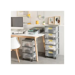 Sundis - Tour de rangement XL - 3 tiroirs - 55.2 litres - gris, translucide