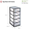 Sundis Tag Tower - Tour de rangement A4 - 5 tiroirs transparents - P36,5 cm x l26 cm x H61 cm