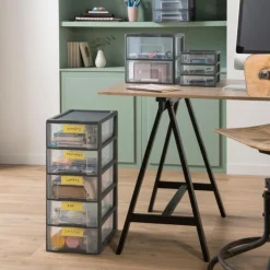 Sundis Tag Tower - Tour de rangement A4 - 5 tiroirs transparents - P36,5 cm x l26 cm x H61 cm
