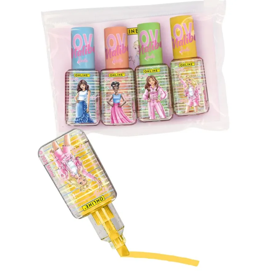 Surligneur Barbie (forme flacon vernis à ongle)