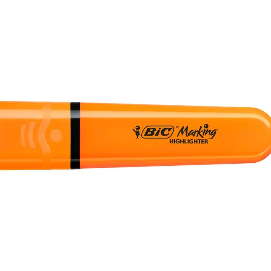 Surligneurs BIC Marking Flat avec Pointe Biseautée Modulable (1,2 mm-4,6 mm) - Orange Fluo