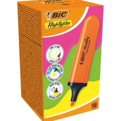 Surligneurs BIC Marking Flat avec Pointe Biseautée Modulable (1,2 mm-4,6 mm) - Orange Fluo