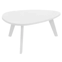 Table basse galet - L100xH42xP90/80 - pied blanc - plateau blanc