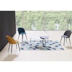 Table basse LAZY - L93 x P50 x H40 cm - pieds acier noir - plateau blanc