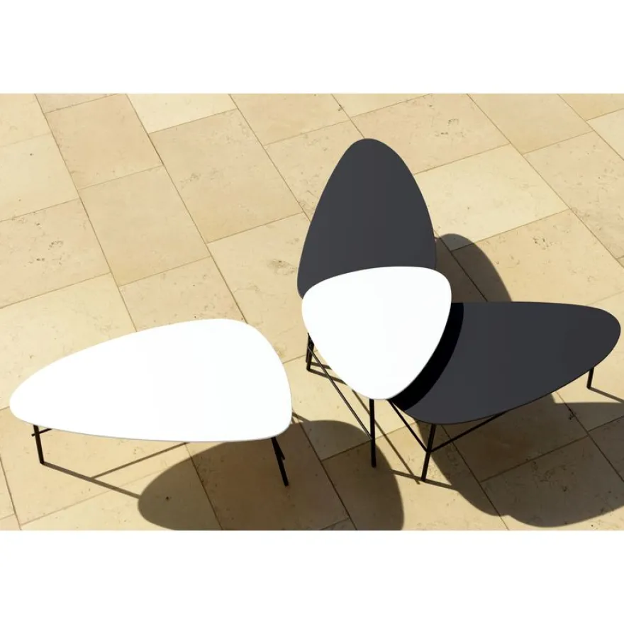 Table basse LAZY - L93 x P50 x H40 cm - pieds acier noir - plateau blanc