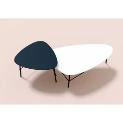 Table basse LAZY - L60,5 x P50 x H45 cm - pieds acier noir - plateau noir