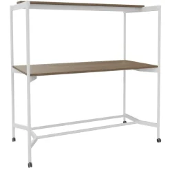 Table Coworking ELKI - L180 - plateau imitation noyer - pied blanc