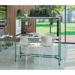 Table Coworking ELKI - L180 - plateau imitation noyer - pied blanc