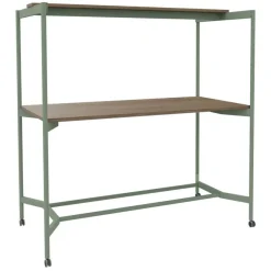 Table Coworking ELKI - L180 - plateau imitation noyer - pied vert sauge