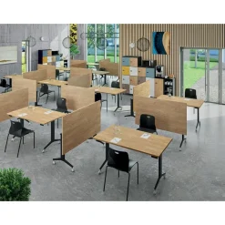 Table de réunion abattantes - L160 x P80 cm - pied blanc - plateau imitation chêne clair