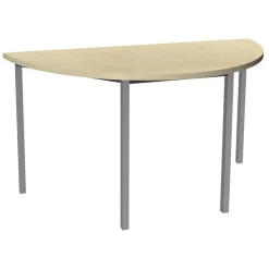Table de réunion Demi-lune - 120 x 60 cm - Pieds carrés aluminium - imitation érable