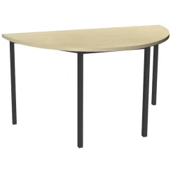 Table de réunion Demi-lune - 120 x 60 cm - Pieds carrés anthracite - imitation érable