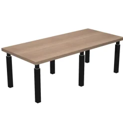 Table de réunion FLORA - L220 x P100 cm - 6 pieds en métal noir - plateau imitation merisier arabis