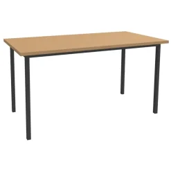 Table de réunion rectangulaire - 120 x 60 cm - Pieds carrés anthracite - imitation hêtre