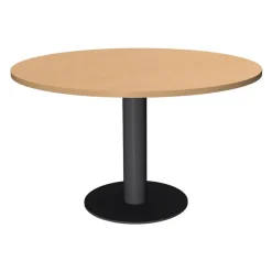 Table de réunion ronde - diam 100 cm - pieds tulipe anthracite - plateau imitation hêtre