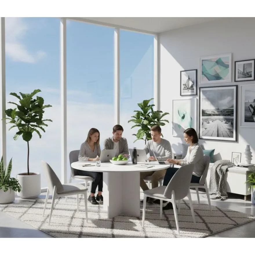 Table de réunion Trend - ronde - diam 120 - blanc