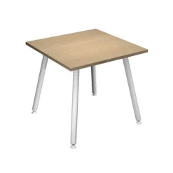 Table haute - 80 x 80 x 105 cm - Pieds métal blancs - Chêne