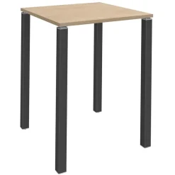 Table Lounge - L80xH105xP80 cm - 4 Pieds carbone - plateau imitation chêne clair