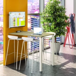 Table Lounge - L120xH105xP60 cm - 2 Pieds alu - plateau imitation chêne clair