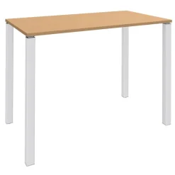 Table Lounge - L120xH105xP60 cm - 4 Pieds blancs - plateau imitation hêtre