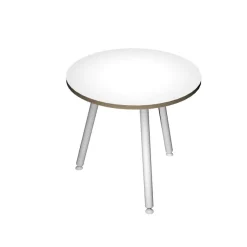 Table ronde - H74,4 cm - 80 cm - 3 pieds blanc - plateau blanc