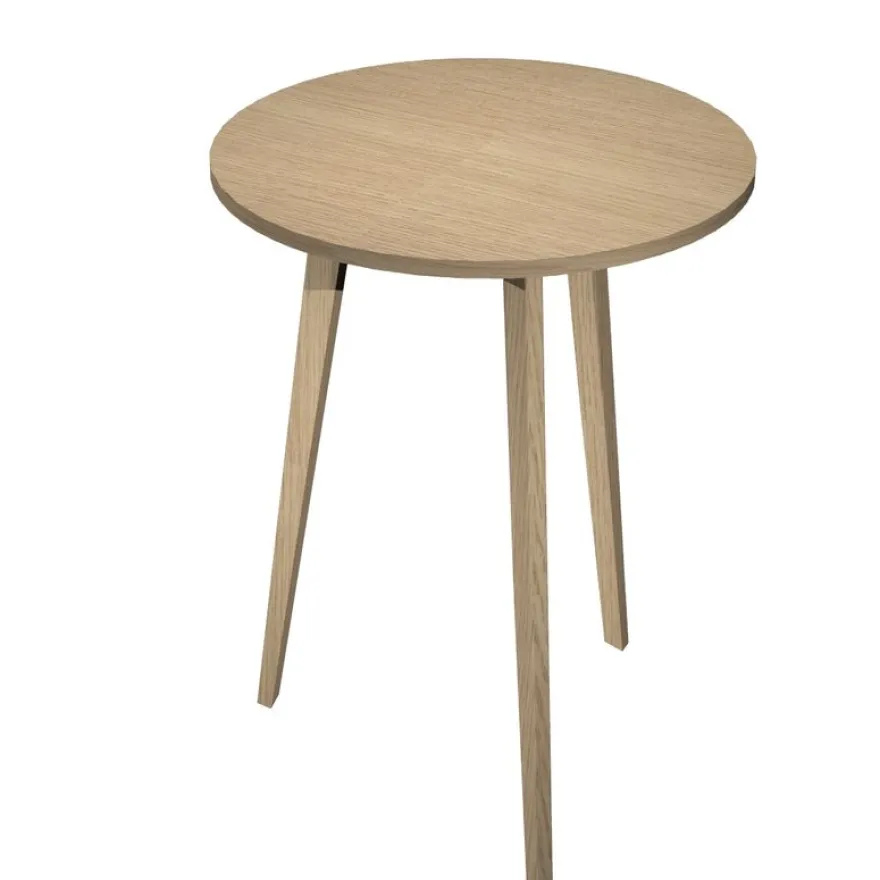 Table ronde - H105 cm - 80 cm - 3 pieds bois - plateau imitation chêne