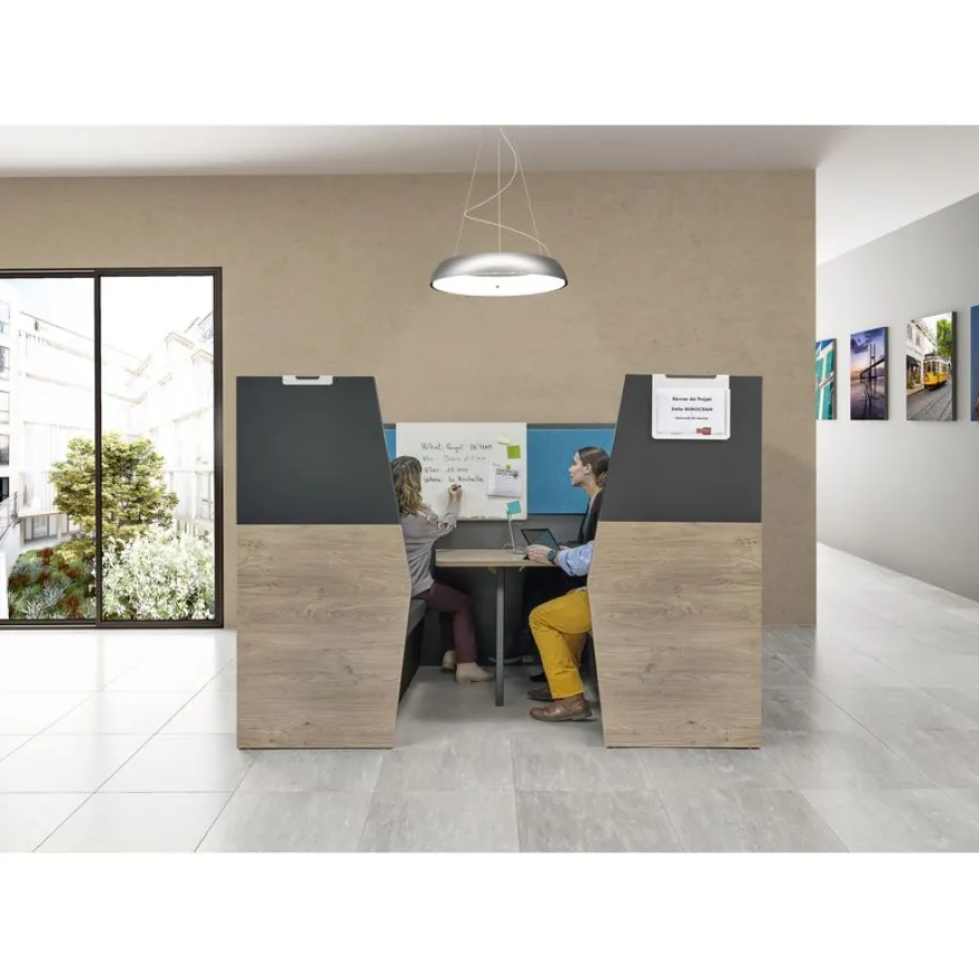 Tableau blanc IN'TEAM pour banquette et box acoustique - L80xH60 cm - coulissable sur panneau