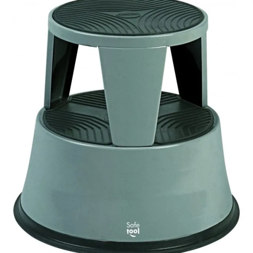 Tabouret - 2 marches - métal - gris foncé