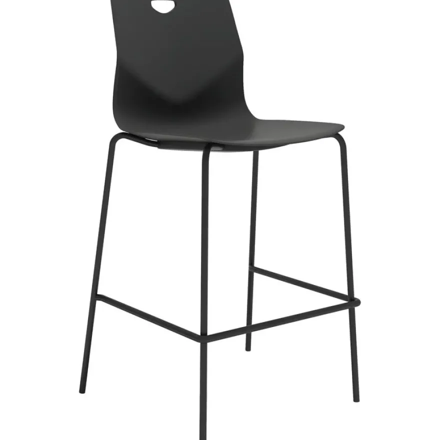 Tabouret haut TECSUP - 4 pieds noirs - coque noire