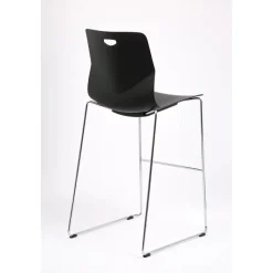Tabouret TECSUP - Empilable - coque en polypropylène noir - pieds chromés fenêtre