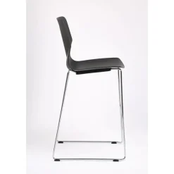 Tabouret TECSUP - Empilable - coque en polypropylène noir - pieds chromés fenêtre