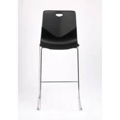 Tabouret TECSUP - Empilable - coque en polypropylène noir - pieds chromés fenêtre
