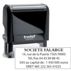 Tampon personnalisé avec 5 lignes - zone d'impression 58 x 22 mm - Trodat Printy 4913 noir
