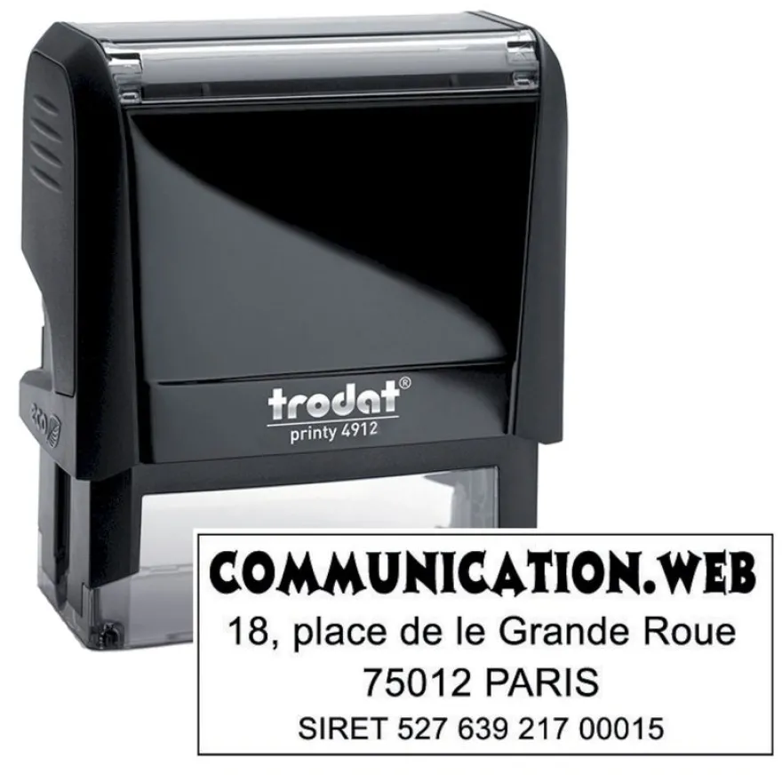 Tampon personnalisé avec 4 lignes - zone d'impression 47 x 18 mm - Trodat Printy 4912 noir