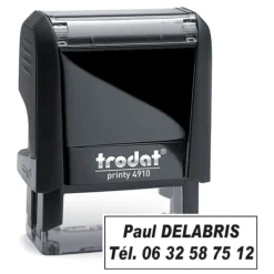 Tampon personnalisé avec 2 lignes - zone d'impression 26 x 9 mm - Trodat Printy 4910 noir