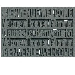 Tapis de sol gratte pieds - Bienvenue - 45 x 76 cm - gris