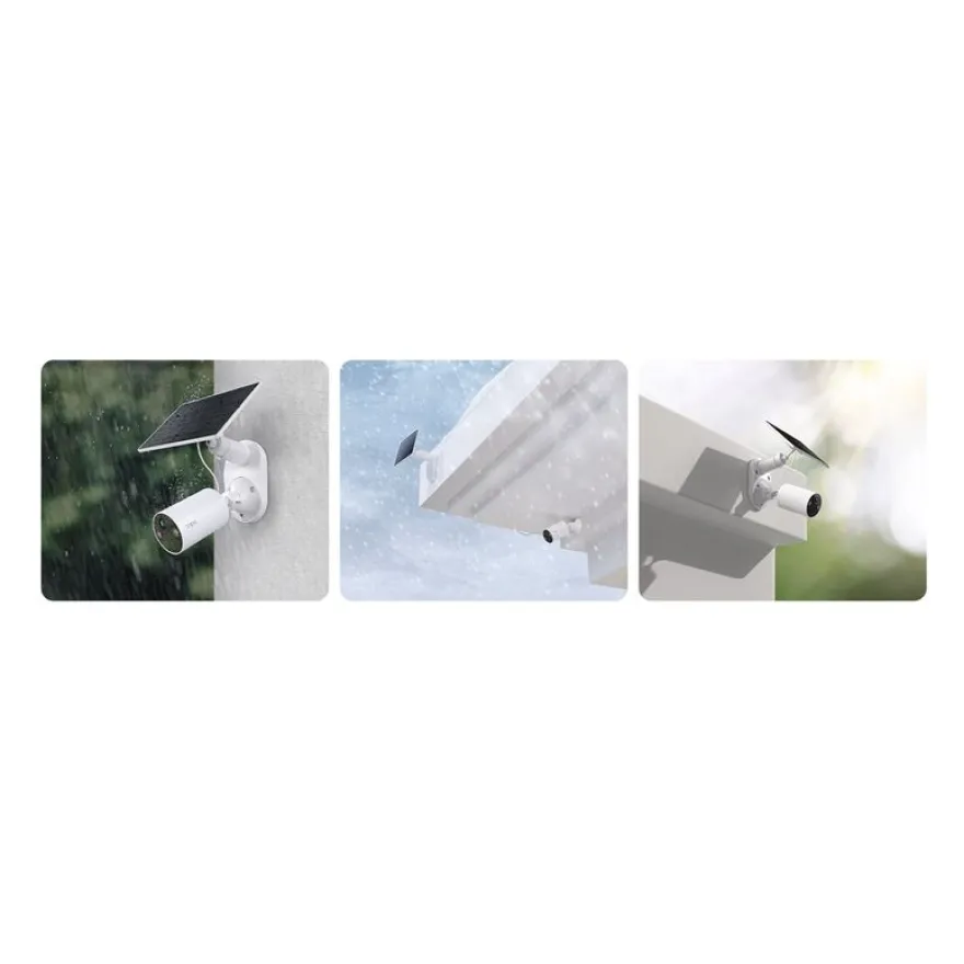 Tapo TC82 KIT V1 - Caméra de surveillance réseau - intérieur, extérieur - résistant aux intempéries - couleur (Jour et nuit) - 3 MP - 2304 x 1296 - 2K - Focale fixe - audio - sans fil - Wi-Fi - 2.4GHz radio - H.264 - avec Panneau solaire Tapo A201