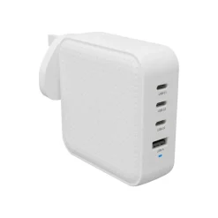 Targus HyperJuice - Adaptateur secteur - GaN - 100 Wh - Power Delivery 3.0 + PPS, Quick Charge 3.0 - 4 connecteurs de sortie (3 x USB-C, USB) - blanc