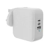 Targus HyperJuice - Adaptateur secteur - GaN - 70 Watt - Power Delivery 3.0 + PPS, Quick Charge 3.0 - 3 connecteurs de sortie (2 x USB-C, USB) - blanc