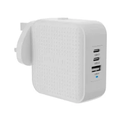 Targus HyperJuice - Adaptateur secteur - GaN - 70 Watt - Power Delivery 3.0 + PPS, Quick Charge 3.0 - 3 connecteurs de sortie (2 x USB-C, USB) - blanc