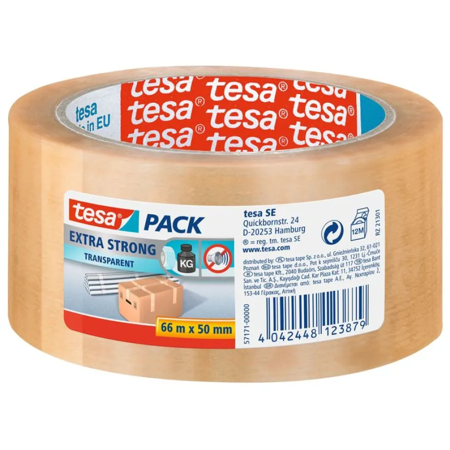 TESA - Ruban Adhésif -transparent PVC - 50 mm x 66 m